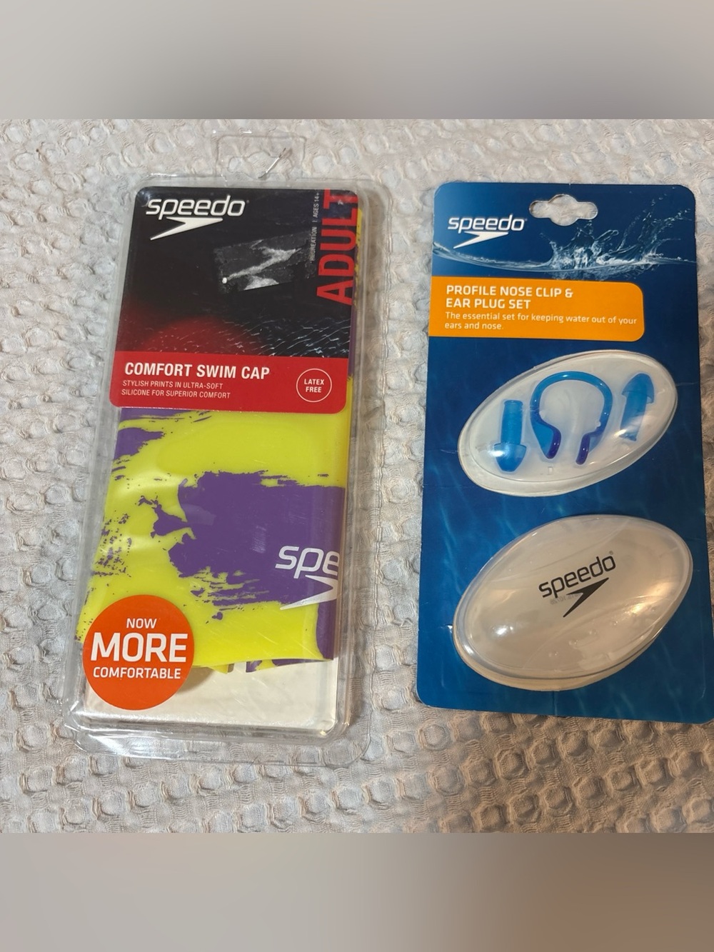 Speedo Adult Comfort Swim Cap + Nose Clip & Ear Plug Set